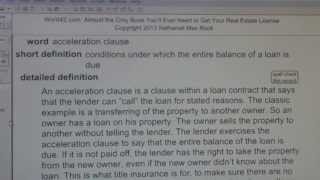 acceleration clause Real Estate License Exam Study Guide AgentExamPass.com