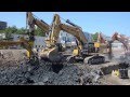 Cat 390F LME excavator AWR Abbruch removing big foundation.