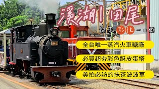 全台唯一蒸汽火車糖廠溪湖糖廠貝林古堡彩色酥皮蛋撻抹茶田尾波波草【彰化一日遊】