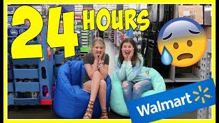 24 HOURS OVERNIGHT CHALLENGE IN WALMART DOG FOOD FORT || Taylor and Vanessa