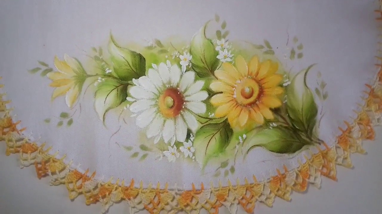 Pintura em Tecido. Aprenda Pintar Margaridas, Folhas e Acabamento.