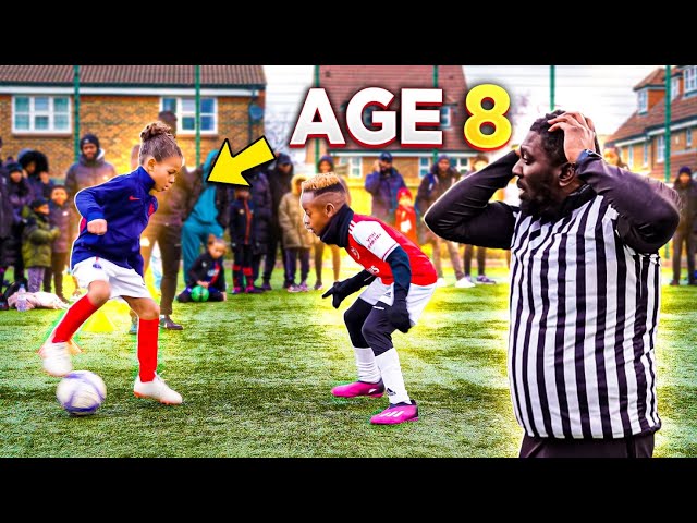 8 Year Old Arsenal Wonderkid Shocks the Crowd (1V1s For £500) |TheStreetzfootball.com class=