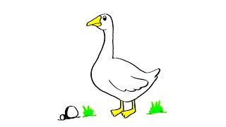 Cara Menggambar Angsa yang Mudah - How to Draw Easy Swan