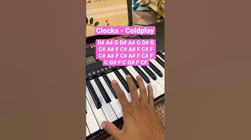 Thumbnail of Clocks - Coldplay Easy Simple Piano Lesson with notes #pianolesson #pianonotes #keyboard #coldplay