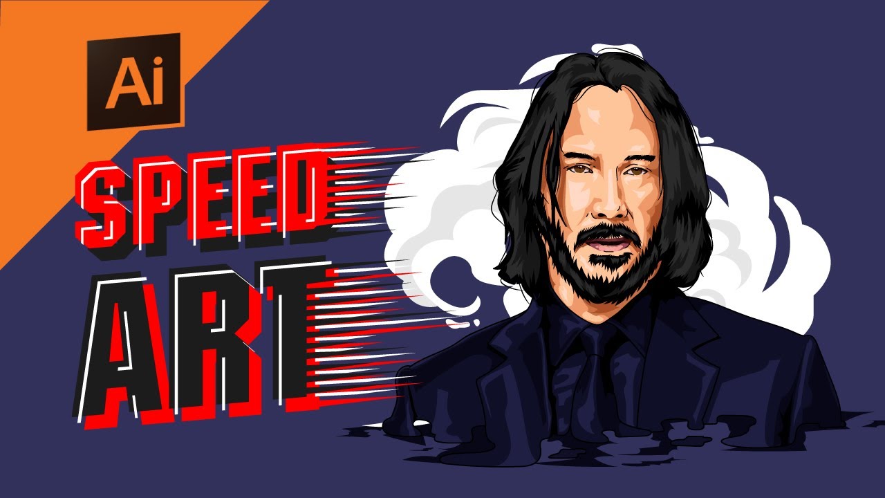 SPEED ART / Portrait Vector [ illustrator ] - Keanu Reeves - YouTube