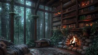Soothing Rain And Crackling Fire🔥🌧️Cozy Fireplace Ambience For Relaxation & Meditation