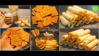 Cách làm bánh ngói hạnh nhân, bánh lưỡi mèo, bánh xì gà - Almond Tuile, Cat Tongue, Cigarette Cookie