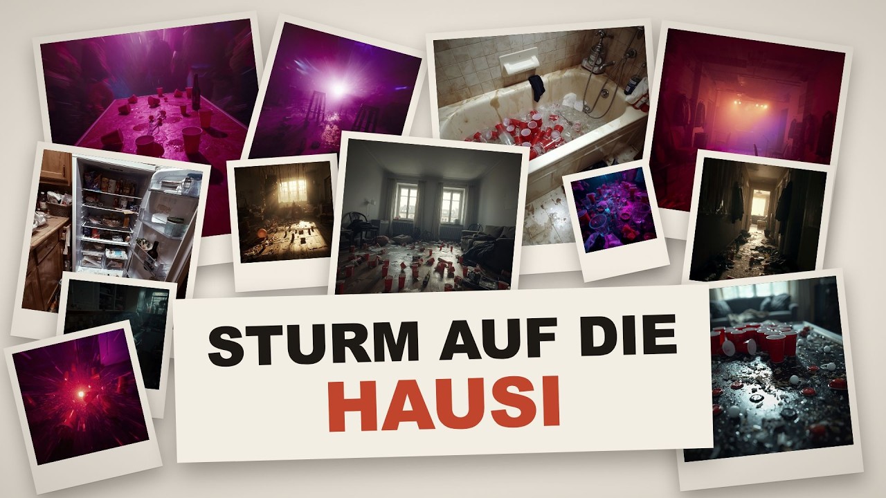 Collage aus verschiedenen Bildern zum Musikvideo "Sturm auf die Hausi"