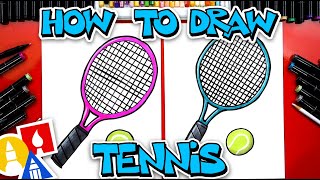 how to draw a tennis racket and ball