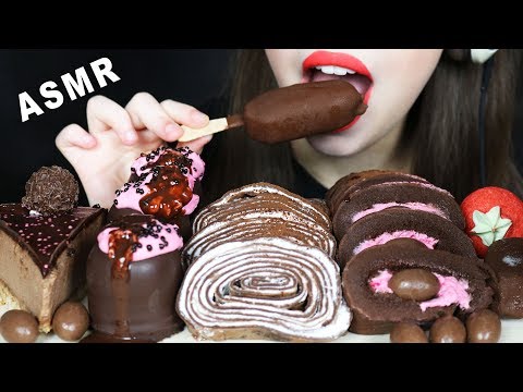 ASMR NUTELLA CHEESECAKE, KINDER MOCHI, CHOCOLATE CREPE ROLL, ICE CREAM (EATING SOUNDS) No Talking