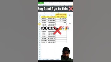 How To Hide Mobile Number in Excel show Four Digits in Excel!#short video #youtubers #tech#short