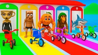 Long Slide Game With Elephant Gorilla Buffalo Hippopotamus Tiger 3d Animal Game Funny 3d Animals