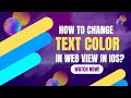 How to Change Text Color in WebView with Swift | Swift Tutorial #ios #tutorials