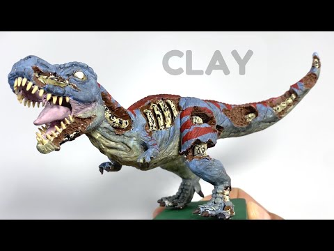 How to make a ZOMBIE T-REX with plasticine or clay in steps - My Clay World