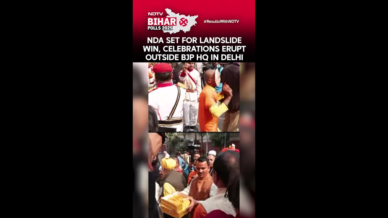 Bihar Poll Results | Celebrations Erupt Outside BJP's Delhi Headquarter As NDA Set For Landslide Win