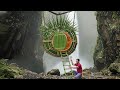 Jungle Survival Skills - Building a Bamboo House Hanging on a Waterfall - Life Off the Grid