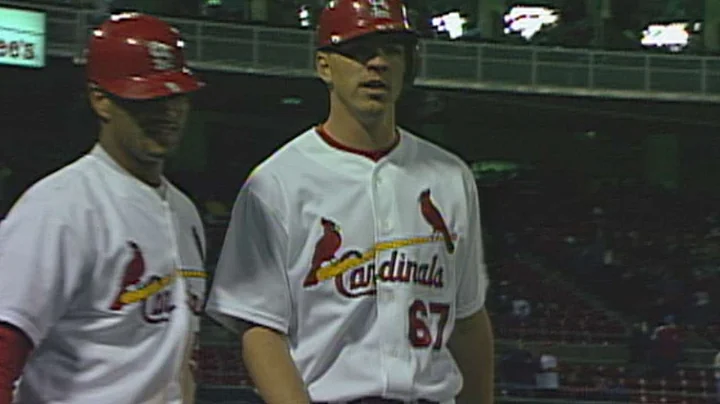 Pitcher Gene Stechschulte homers in his first at-bat