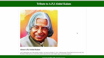 Design a Tribute Page using HTML and CSS....Tribute to A.P.J. Abdul Kalam