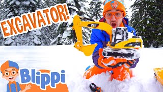 Snow Excavator Adventure With Blippi! | Toys and Play | Educational Videos For Kids