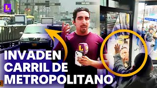 ¿Policía intenta agredir a conductor de Metropolitano?: Vehículo invade carril exclusivo