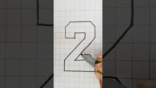 cara menggambar angka 2 3D #gambar celana pendek untuk pemula