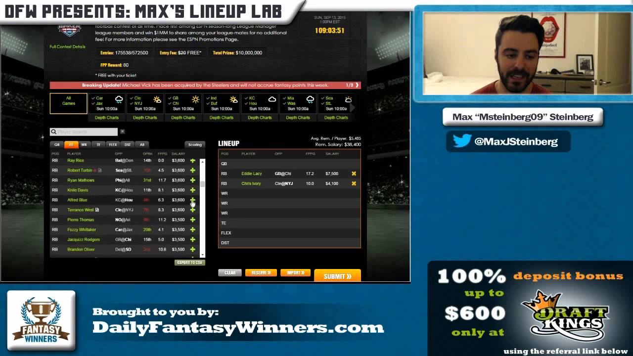 DailyFantasyWinners: 4 Running Backs to target in Week 1 of the NFL