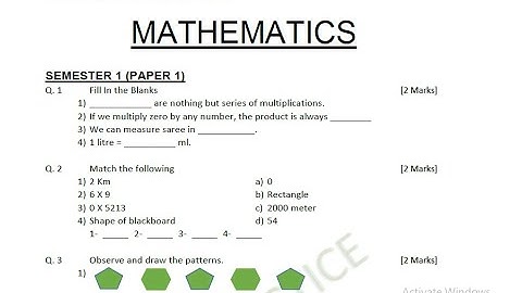 Class 3 Semester 1 Mathematics Worksheet Maharashtra State Board/ Class 3 Semester Papers