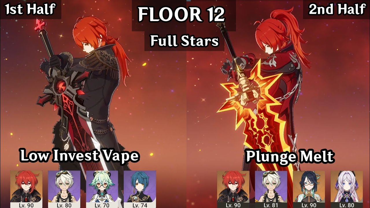 C0 / C6 Diluc Vape + Diluc Plunge Melt | 5.6 Spiral Abyss Floor 12 9 Stars | Genshin Impact
