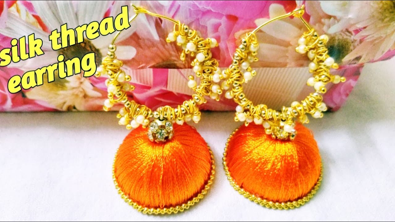 Silk thread earringshow to make silk thread earrings at home handmade earrings in tamil YouTube