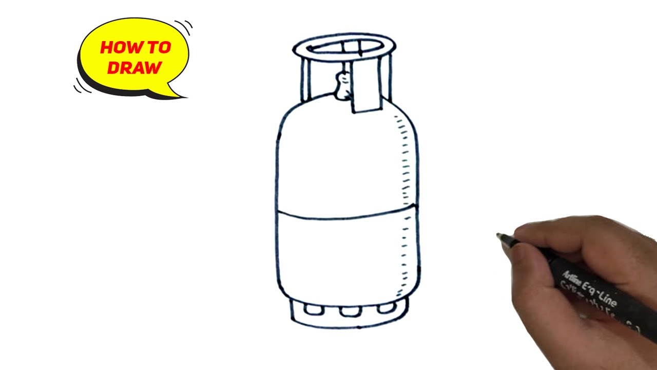 How to draw Gas Cylinder easy and step by step  YouTube