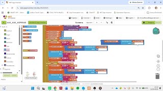 Proses pembuatan logika aplikasi menggunakan Blocks MIT App Inventor.