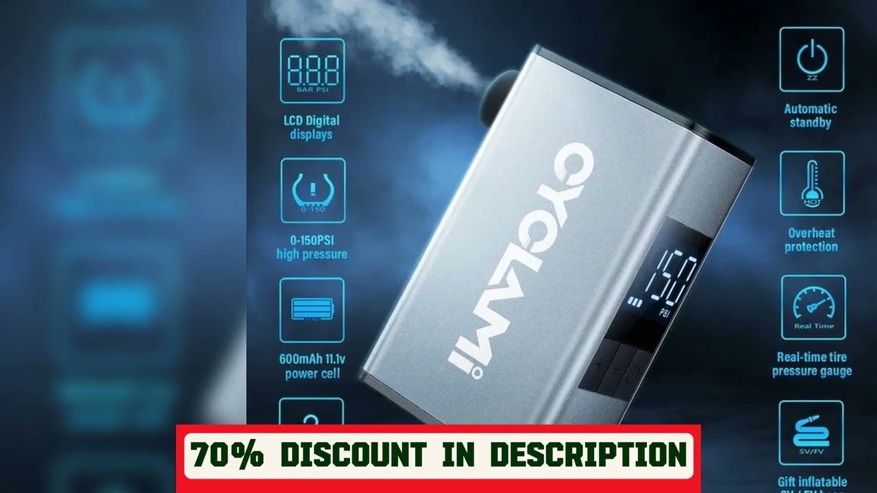 A must-have product! 150 PSl Bike Air Electric Pump Tire Pressure Test Display Portable Pocket CYC