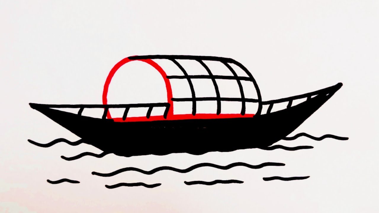P দিয়ে নৌকা আঁকার সহজ উপায় | How to draw a sailing boat easy step by ...