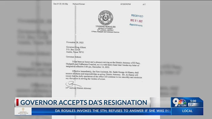 Governor Abbott accepts DA Rosales resignation