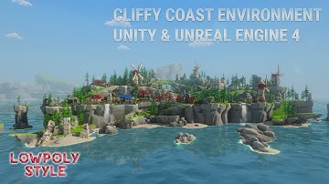 Lowpoly Style Cliffy Coast Environment for Unity3D and UnrealEngine4