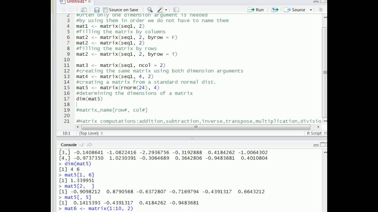 Matrix Creating and Computations in R English - YouTube