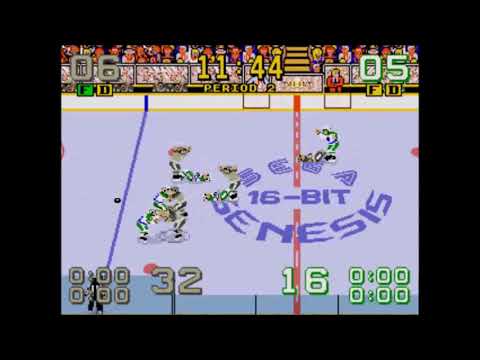 Mario Lemieux Hockey - Brawl - Sega Genesis Gameplay