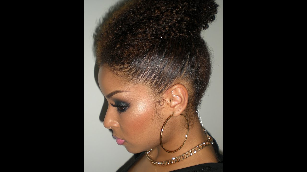 How To High Bun on Naturally Curly/Coiled Hair (easy style) YouTube