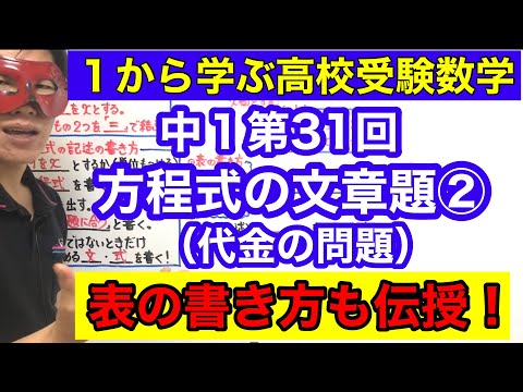 中１数学「方程式の文章題②（代金の問題）」【毎日配信】