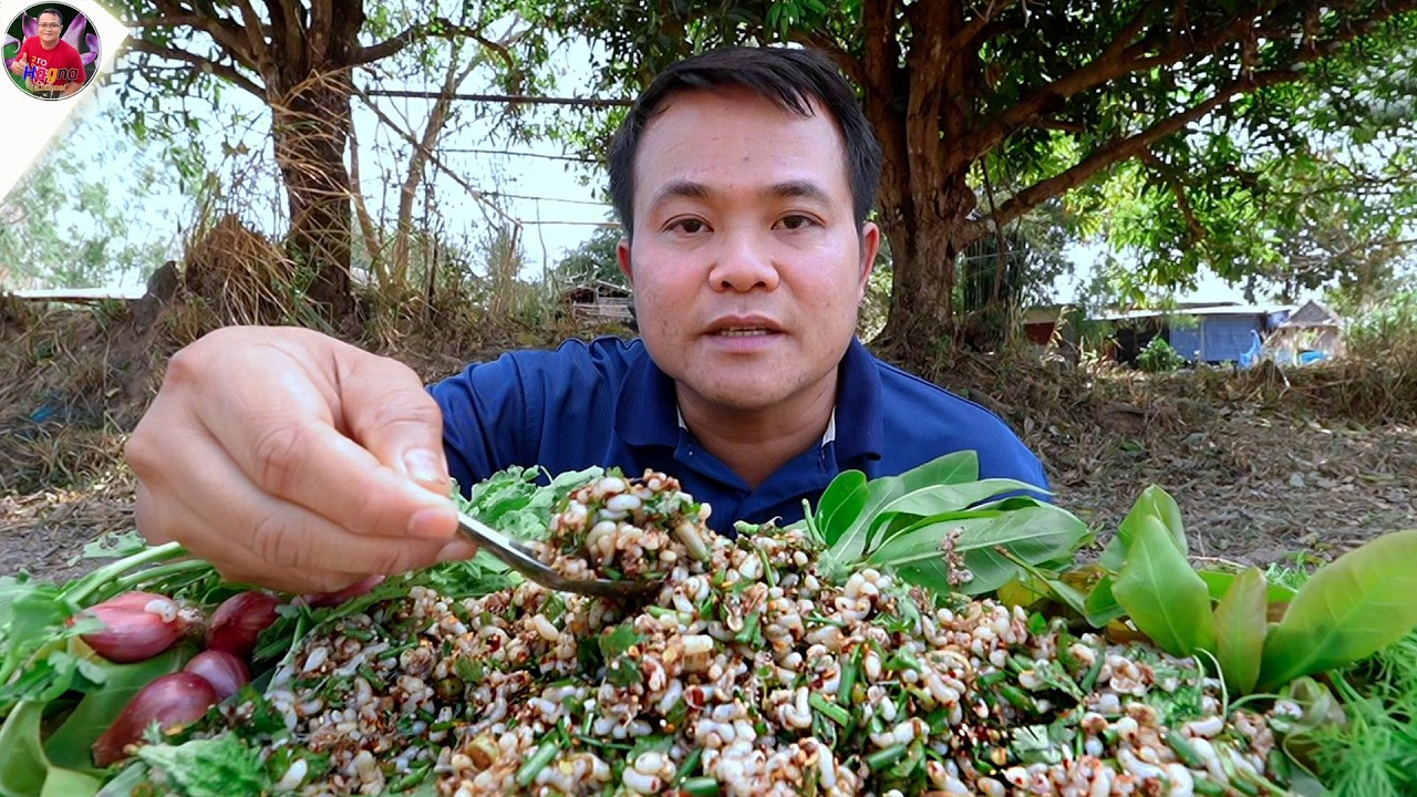 ก้อยไข่มดแดง แกล้มผักกระโดน ผักติ้ว มะระขี้นก พริกหน่วยลูกโดดแซ่บจ้วดสุดยอดคัก