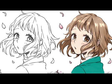 お絵描き配信 ヤマコさんのフリー線画 Honey Works 合田美桜 色塗り Youtube