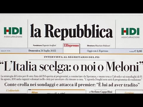 Prime pagine dei giornali di oggi 24 luglio 2022. Rassegna stampa. Quotidiani nazionali italiani