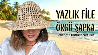 Tığ İşi File Şapka Yapımı | Kağıt İp ve Rafya İp ile Yazlık Şapka