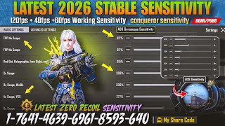 Latest New Zero Recoil Sensitivity Settings in BGMI-PUBG 🔴 ADS sensitivity code/ 2026 sensitivity ✅