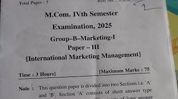M.Com Fourth Semester Paper- 3 International Marketing Management| Kumaun University Nainital #mcom 