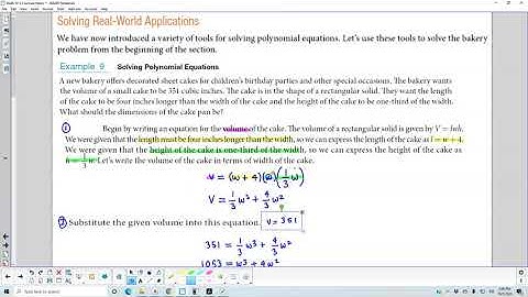 Math 10 5.5 Example 9 Solving Real-World Applications with Polynomial Equations