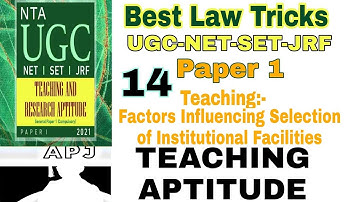 Best Video for NET-JRF Paper 1: Teaching Aptitude- Factors: Institutional Facilities #netjrf