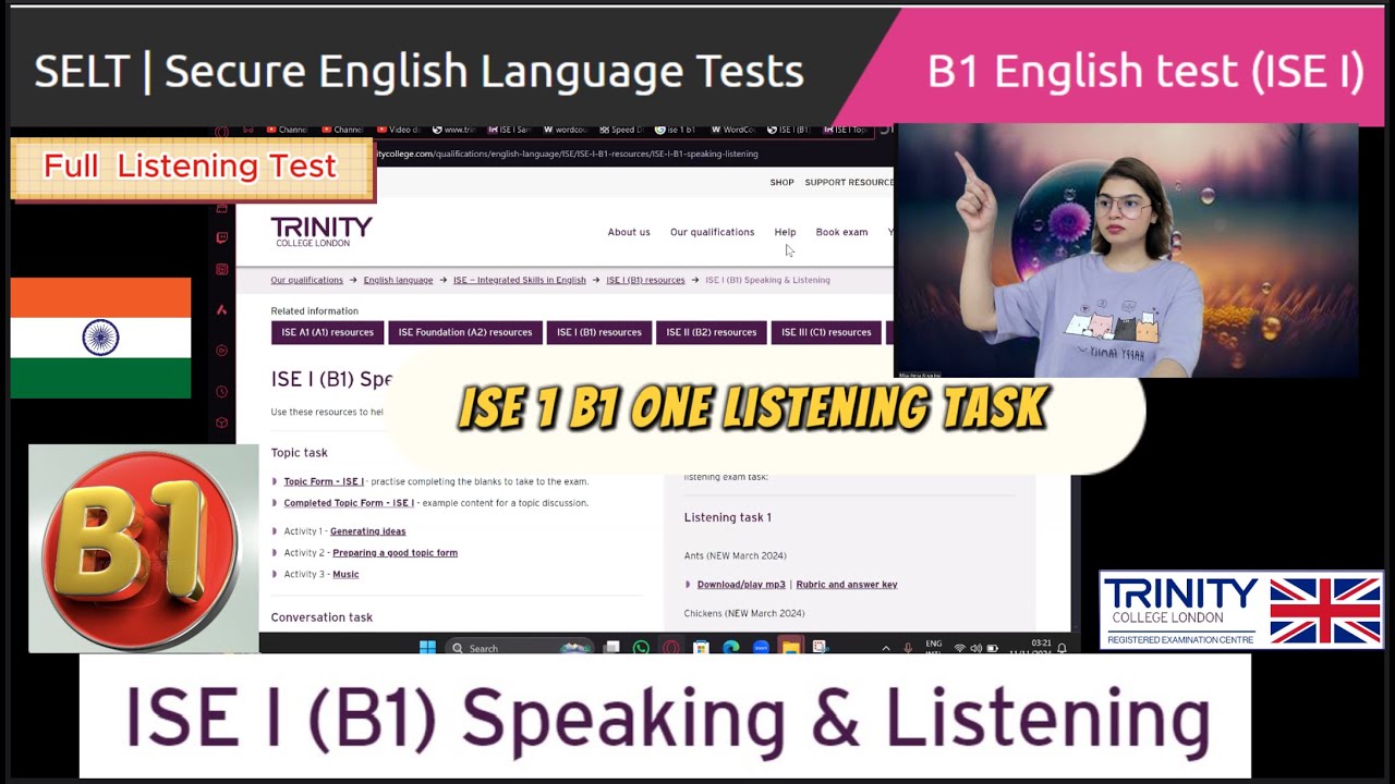 B1 English Test  Listening Work Visa UK || ISE 1 Trinity College London