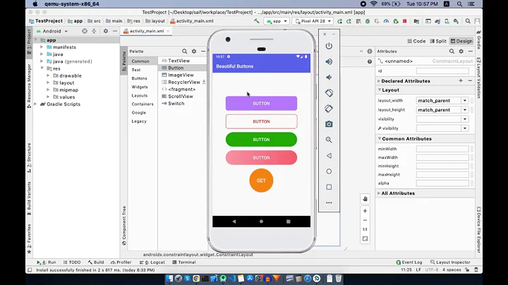 Custom BUTTONS design with CLICK EFFECT in Android Studio - Tutorial for beginners