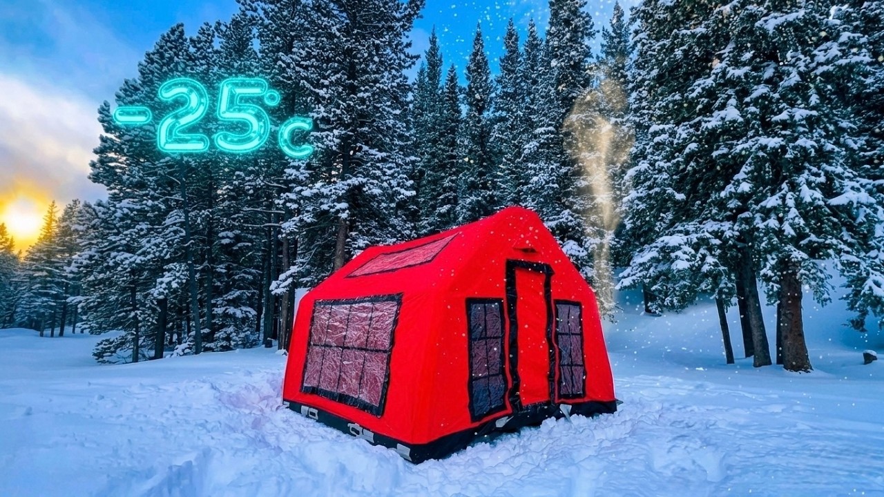 FIRST TIME WINTER CAMPING! | HOT INFLATABLE TENT | -25℃ - YouTube